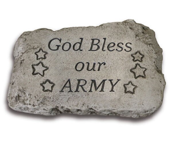 Military Memorial God Bless Our Army Garden Stone Cement Artwork